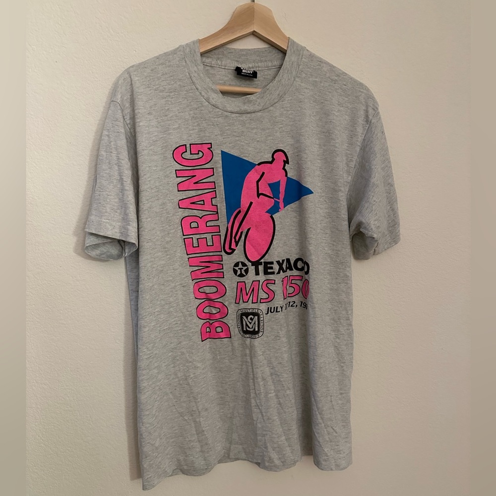 Vintage 1992 Single Stitch Texaco Boomerang MS Light
Gray Tshirt